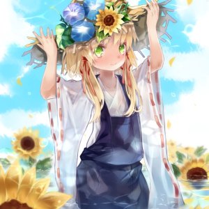 Little Frog Submerged with Sunflowers