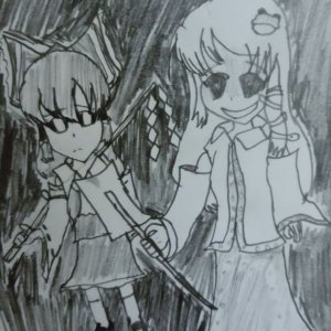 Corrupted Sanae and Reimu