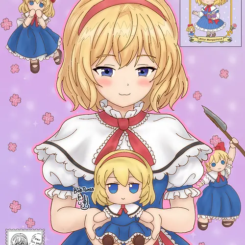 Alice Holding A Fumo Doll of Herself ᗜˬᗜ by Tloas